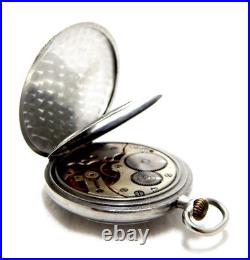 Antique Pocket Watch LONGINES Open Face Case Steel 48mm Circa 1935 Working