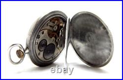 Antique Pocket Watch LONGINES Open Face Case Steel 48mm Circa 1935 Working