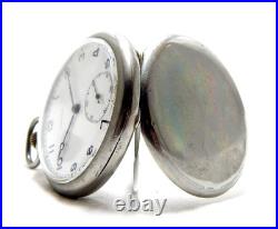 Antique Pocket Watch LONGINES Open Face Case Steel 48mm Circa 1935 Working