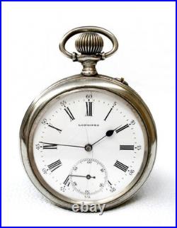Antique Pocket Watch LONGINES Open Face Case Steel 54mm Circa 1905 Working