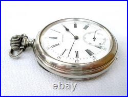 Antique Pocket Watch LONGINES Open Face Case Steel 54mm Circa 1905 Working