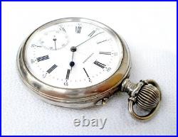 Antique Pocket Watch LONGINES Open Face Case Steel 54mm Circa 1905 Working