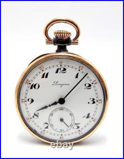 Antique Pocket Watch LONGINES Open Face Case Steel & Gold Circa 1920 Working