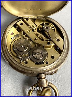 Antique Pocket Watch La Tulipe Cilindre 4 Rubis Open Face Solid Silver Case 800