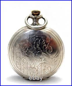 Antique Pocket Watch Longines Hunter Dial Porcelain Case Silver 50mm Working