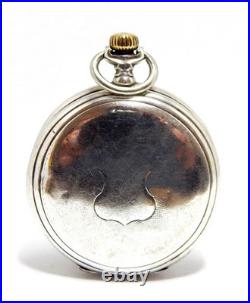 Antique Pocket Watch Longines Hunter Dial Porcelain Case Silver 50mm Working