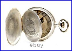 Antique Pocket Watch Longines Hunter Dial Porcelain Case Silver 50mm Working