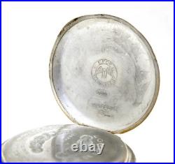 Antique Pocket Watch Longines Hunter Dial Porcelain Case Silver 50mm Working