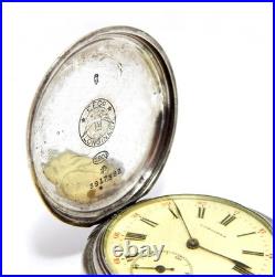 Antique Pocket Watch Longines Hunter Dial Porcelain Case Silver 50mm Working