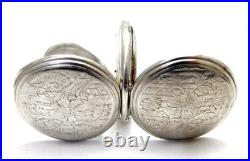 Antique Pocket Watch Longines Hunter Dial Porcelain Case Silver 50mm Working