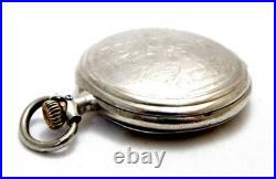Antique Pocket Watch Longines Hunter Dial Porcelain Case Silver 50mm Working