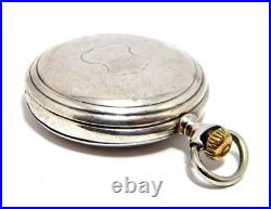 Antique Pocket Watch Longines Hunter Dial Porcelain Case Silver 50mm Working