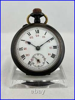 Antique Pocket Watch Manual Wind with Black Matte Case, Works