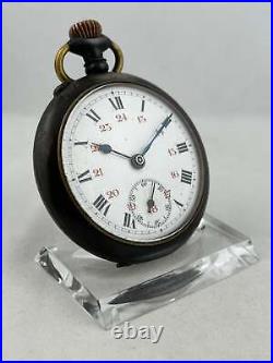 Antique Pocket Watch Manual Wind with Black Matte Case, Works