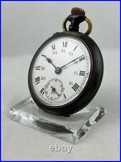 Antique Pocket Watch Manual Wind with Black Matte Case, Works