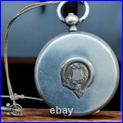 Antique Pocket Watch Mechanical Louis Grisel Silver 84 Eagle Coat Arms Swiss Key