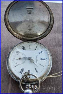 Antique Pocket Watch Mechanical Louis Grisel Silver 84 Eagle Coat Arms Swiss Key