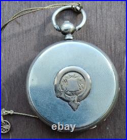 Antique Pocket Watch Mechanical Louis Grisel Silver 84 Eagle Coat Arms Swiss Key