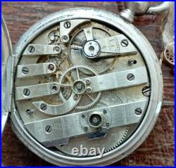 Antique Pocket Watch Mechanical Louis Grisel Silver 84 Eagle Coat Arms Swiss Key