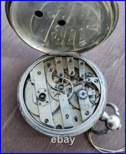 Antique Pocket Watch Mechanical Louis Grisel Silver 84 Eagle Coat Arms Swiss Key