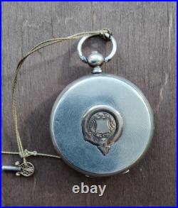 Antique Pocket Watch Mechanical Louis Grisel Silver 84 Eagle Coat Arms Swiss Key