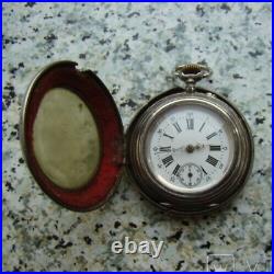 Antique Pocket Watch Mechanical Precision Silver Metal Swiss Case Rare Old 19th