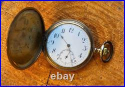 Antique Pocket Watch Mechanical Swiss Longines Gilt Full Hunter Rare Old 20th