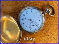 Antique Pocket Watch Mechanical Swiss Longines Gilt Full Hunter Rare Old 20th