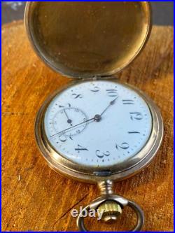 Antique Pocket Watch Mechanical Swiss Longines Gilt Full Hunter Rare Old 20th