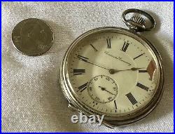 Antique Pocket Watch OMEGA Escasany Open Face 1930c Case Silver 44mm