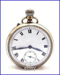 Antique Pocket Watch Open Face Hand Winding Case Steel 50mm Circa 1920 Working