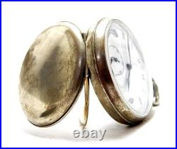 Antique Pocket Watch Open Face Hand Winding Case Steel 50mm Circa 1920 Working