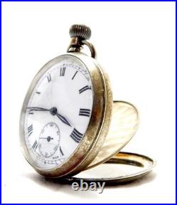 Antique Pocket Watch Open Face Hand Winding Case Steel 50mm Circa 1920 Working