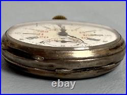 Antique Pocket Watch Remontoir Ligne Droite 15 Rubis Solid Silver Engraved Case