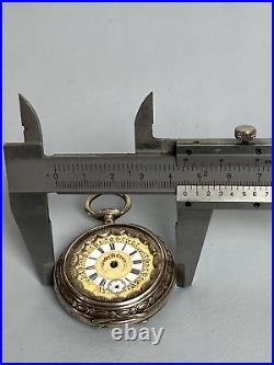 Antique Pocket Watch Remontoir Solid Silver 800 Engraved Case Parts or Repair