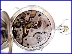Antique Pocket Watch Swiss LONGINES Hunter Case Solid Silver 1889c Working 50mm
