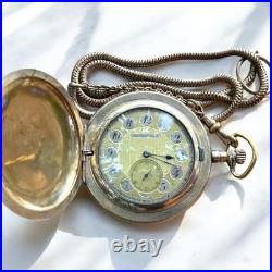 Antique Pocket Watch Swiss Tavannes Mechanical Elgin Old Full Hunter Chain Rare