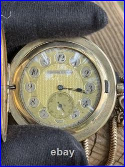 Antique Pocket Watch Swiss Tavannes Mechanical Elgin Old Full Hunter Chain Rare