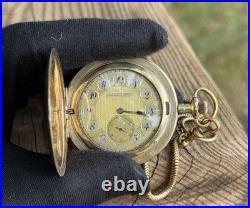 Antique Pocket Watch Swiss Tavannes Mechanical Elgin Old Full Hunter Chain Rare