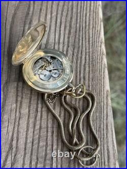 Antique Pocket Watch Swiss Tavannes Mechanical Elgin Old Full Hunter Chain Rare