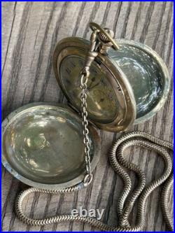 Antique Pocket Watch Swiss Tavannes Mechanical Elgin Old Full Hunter Chain Rare