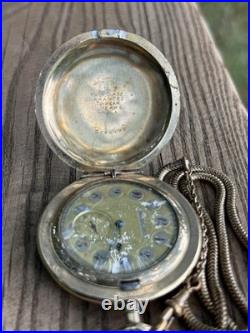 Antique Pocket Watch Swiss Tavannes Mechanical Elgin Old Full Hunter Chain Rare
