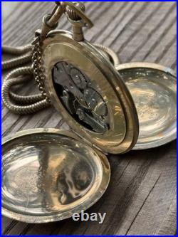 Antique Pocket Watch Swiss Tavannes Mechanical Elgin Old Full Hunter Chain Rare