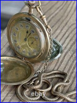 Antique Pocket Watch Swiss Tavannes Mechanical Elgin Old Full Hunter Chain Rare