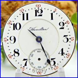 Antique Pocket watch movement Hamilton RR grade 940 18S 21 jewel OF circa 1907