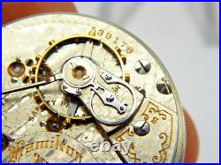 Antique Pocket watch movement Hamilton RR grade 940 18S 21 jewel OF circa 1907