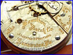 Antique Pocket watch movement Hamilton RR grade 940 18S 21 jewel OF circa 1907
