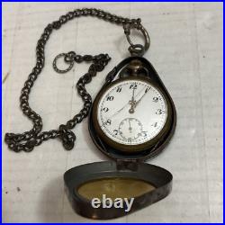 Antique Pre-WWII German Mechanical Running Pocket Watch With Case & Chain UNTESTED