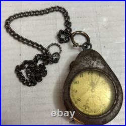 Antique Pre-WWII German Mechanical Running Pocket Watch With Case & Chain UNTESTED