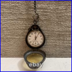 Antique Pre-WWII German Mechanical Running Pocket Watch With Case & Chain UNTESTED
